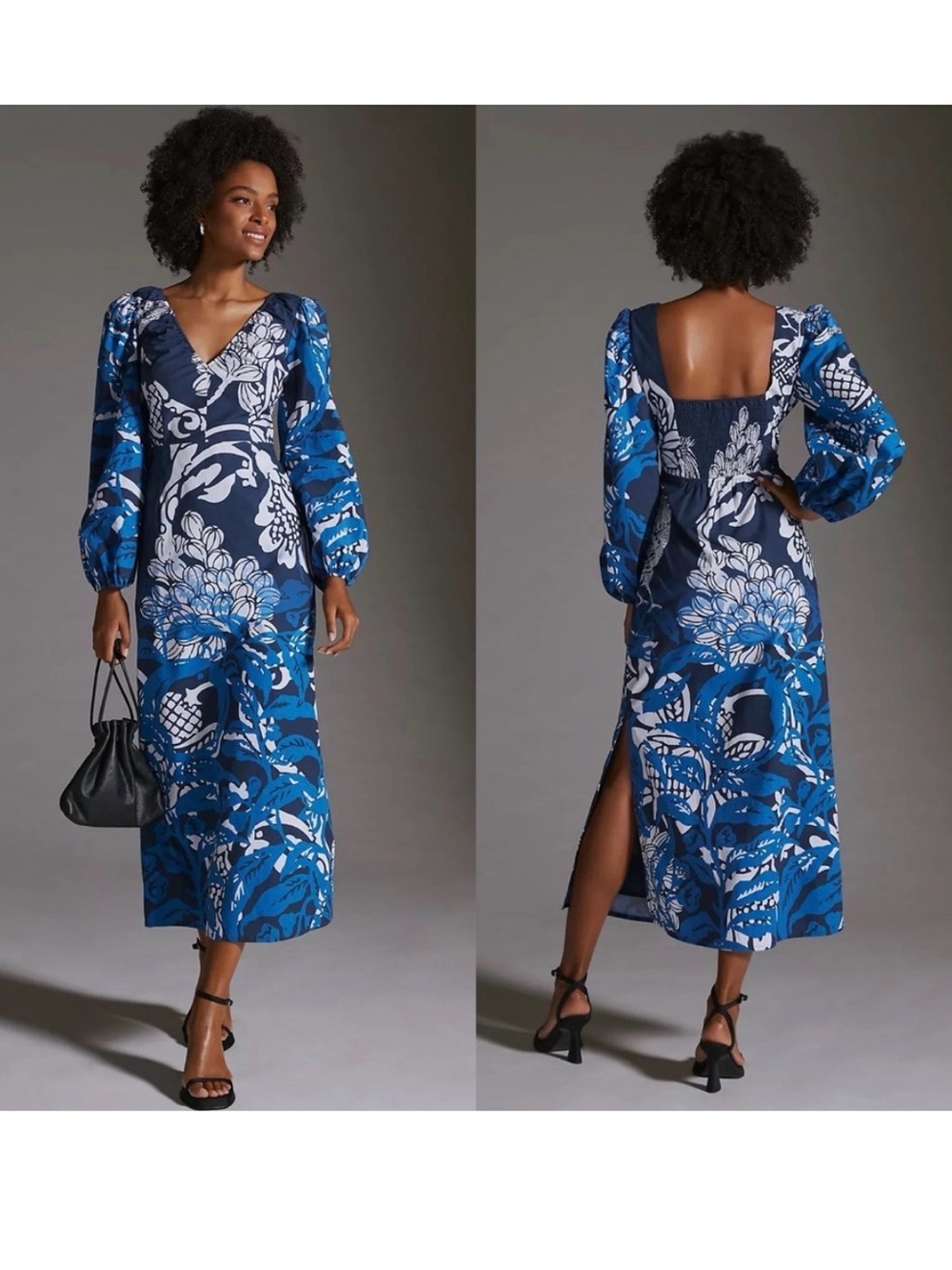 Anthropologie Roopa Pemmaraju Bird Floral Cotton Midi Dress Small Boho Resort - Picture 2 of 10